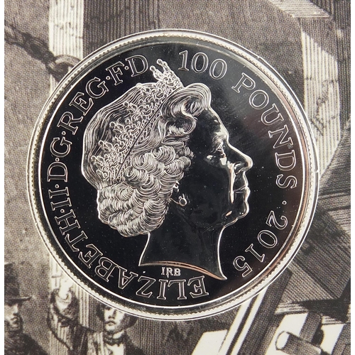 2232 - Elizabeth II 2015 one hundred pound fine silver coin commemorating Big Ben