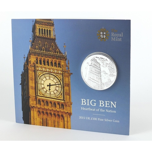 2232 - Elizabeth II 2015 one hundred pound fine silver coin commemorating Big Ben