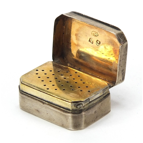 2225 - George III silver vinaigrette with hinged lid and gilt interior, TW maker's mark, Birmingham 1814, 3... 