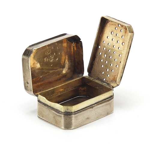 2225 - George III silver vinaigrette with hinged lid and gilt interior, TW maker's mark, Birmingham 1814, 3... 