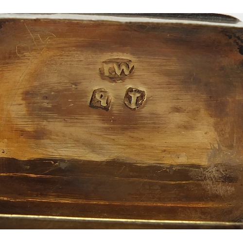 2225 - George III silver vinaigrette with hinged lid and gilt interior, TW maker's mark, Birmingham 1814, 3... 