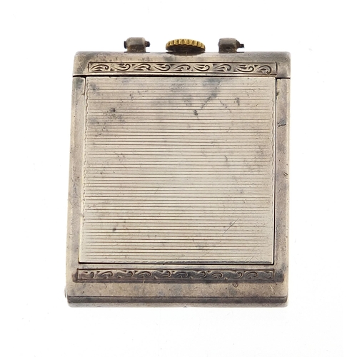 1607 - Rolex, Art Deco sterling silver cased travel watch with engine turned decoration, the case numbered ... 
