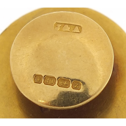1623 - Pair of 18ct gold studs, 2.2cm in diameter, 18.3g