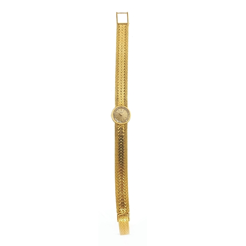 1636 - Piaget, ladies 18ct gold manual wristwatch with 18ct gold strap, housed in a Uhren Christ box, 15mm ... 
