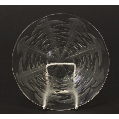 330 - Rene Lalique glass patterned dish, moulded and etched R Lalique France, 16.5cm in diameter