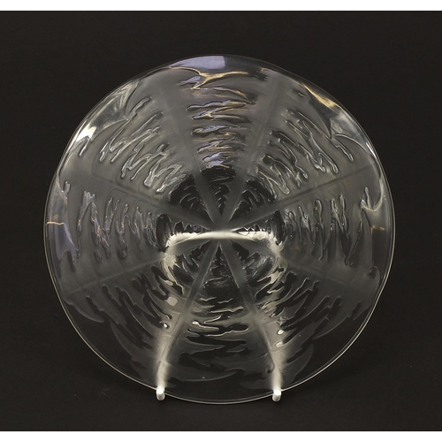 330 - Rene Lalique glass patterned dish, moulded and etched R Lalique France, 16.5cm in diameter