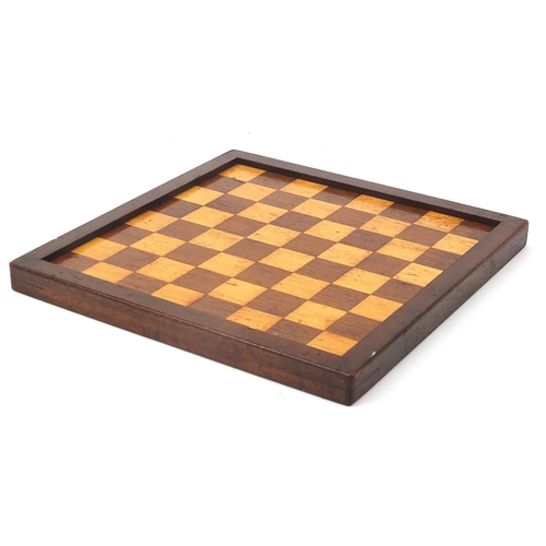 361 - 19th century mahogany and boxwood chess board, 36.5cm x 36.5cm