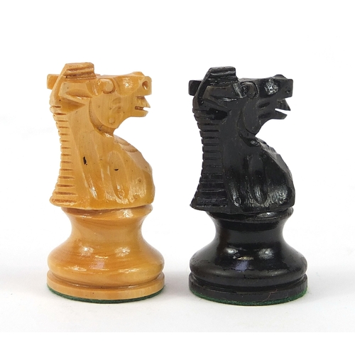 364 - Staunton pattern chess set and draughts with board, the largest pieces each 7cm high, the board 40cm... 