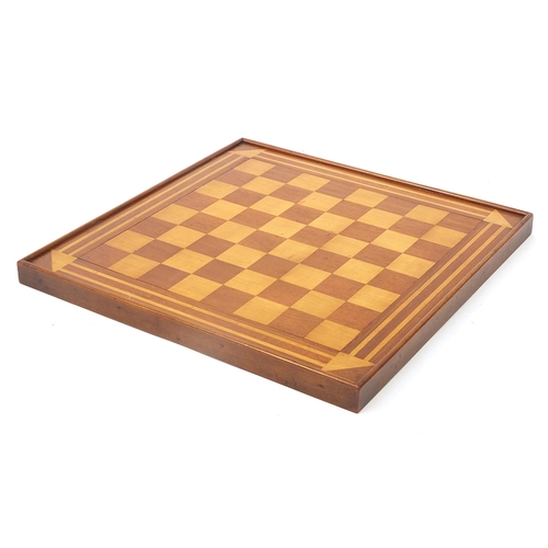 359 - Antique mahogany and boxwood chess board, 45.5cm x 45.5cm