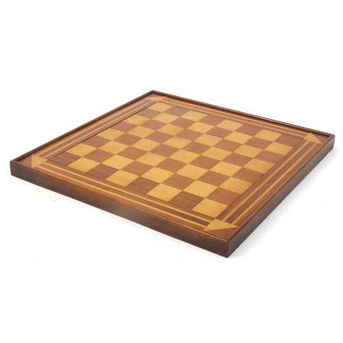 359 - Antique mahogany and boxwood chess board, 45.5cm x 45.5cm