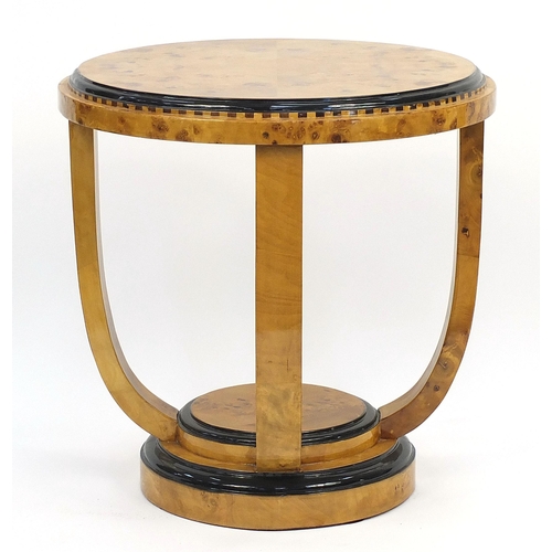 1474 - Art Deco design walnut effect circular occasional table with under tier, 60cm high x 58cm in diamete... 