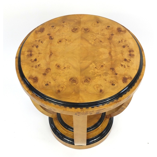 1474 - Art Deco design walnut effect circular occasional table with under tier, 60cm high x 58cm in diamete... 