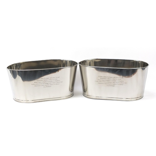 415 - Pair of large Champagne ice buckets with Napoleon Bonaparte and Lily Bollinger mottos, each 30cm H x... 