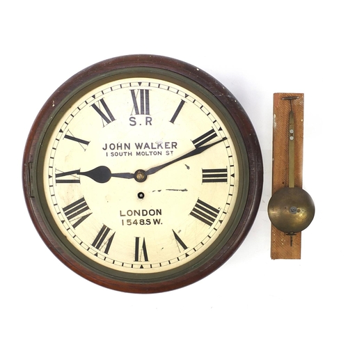 103 - Victorian railway interest Southern Railway mahogany fusee wall clock with painted dial inscribed Jo... 