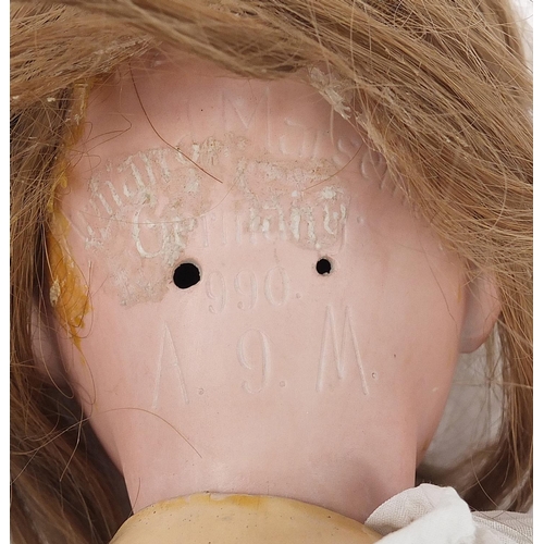 368 - Armand Marseille bisque headed doll numbered 990 to the back of the head, 49cm in length