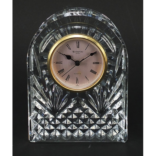1366 - Waterford crystal mantle clock, 16cm high