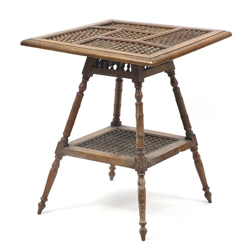 1450A - Moorish design table with under tier, 70cm H x 58cm W x 58cm D