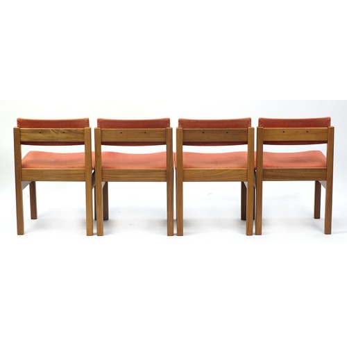 1481 - Gordon Russell, rectangular teak dining table and four chairs, the table 74cm H x 99cm W x 53cm D