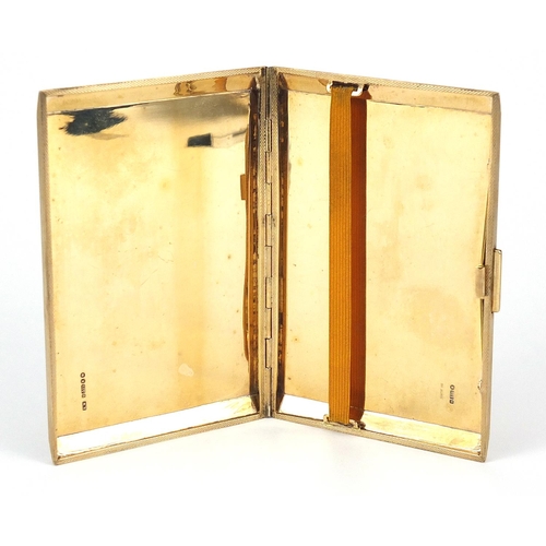 150 - Large 9ct gold cigarette case with engine turned decoration, KW London 1945, 12.5cm x 8.5cm, 188.4g ... 