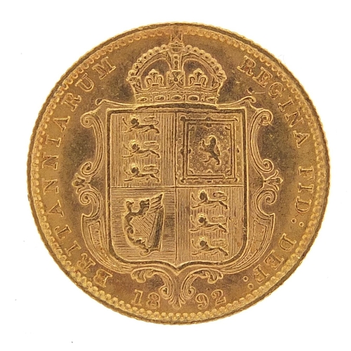 21 - Queen Victoria Jubilee Head 1892 gold shield back half sovereign - this lot is sold without buyer’s ... 