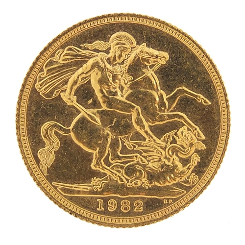 25 - Elizabeth II 1982 gold sovereign - this lot is sold without buyer’s premium, the hammer price is the... 