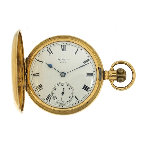 3 - Waltham, gentlemen's 18ct gold full hunter pocket watch, the movement numbered 17613458, the case da... 