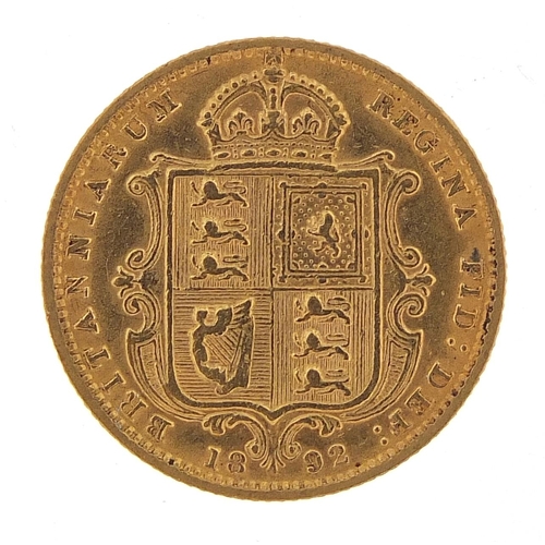 30 - Queen Victoria Jubilee Head 1892 gold shield back half sovereign - this lot is sold without buyer’s ... 
