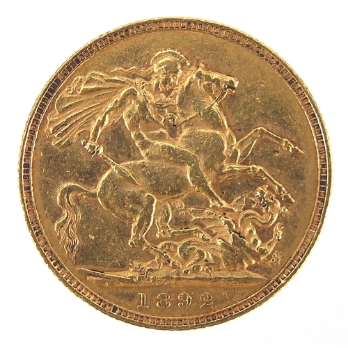 31 - Queen Victoria Jubilee head 1892 gold sovereign - this lot is sold without buyer’s premium, the hamm... 