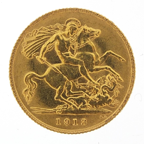 37 - George V 1913 gold half sovereign - this lot is sold without buyer’s premium, the hammer price is th... 