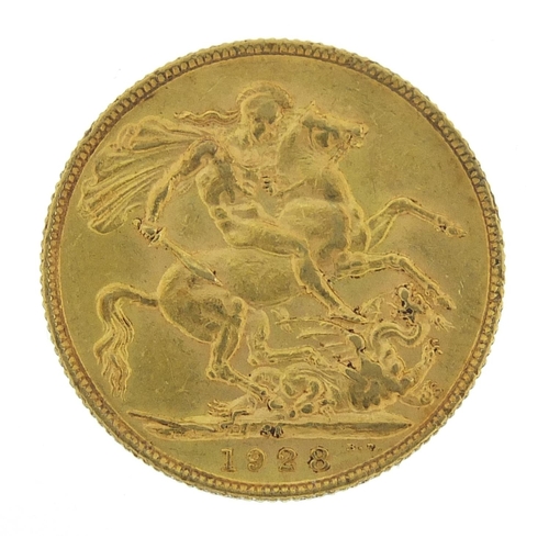 4 - George V 1928 gold sovereign, South African mint - this lot is sold without buyer’s premium, the ham... 