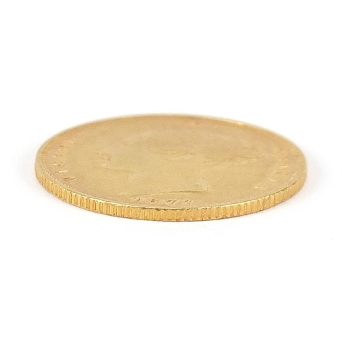 40 - Queen Victoria Young Head 1877 gold shield back half sovereign - this lot is sold without buyer’s pr... 