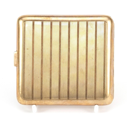 41 - S J Rose & Son, 9ct gold cigarette case with engine turned decoration, London 1926, 8.5cm x 8cm, 143... 