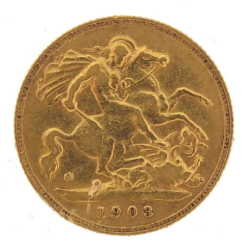 49 - Edward VII 1903 gold half sovereign - this lot is sold without buyer’s premium, the hammer price is ... 