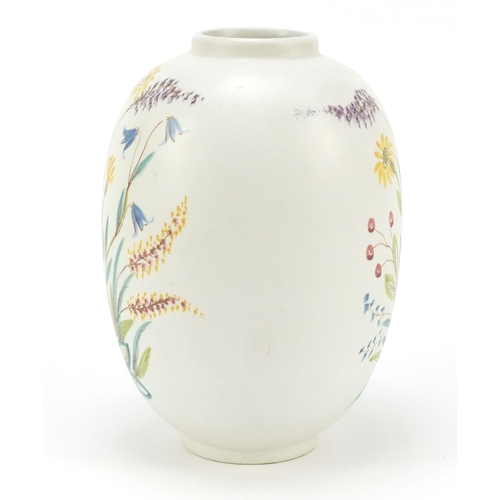 91 - Rorstrand, Swedish Sverige porcelain vase hand painted with flowers, 21.5cm high