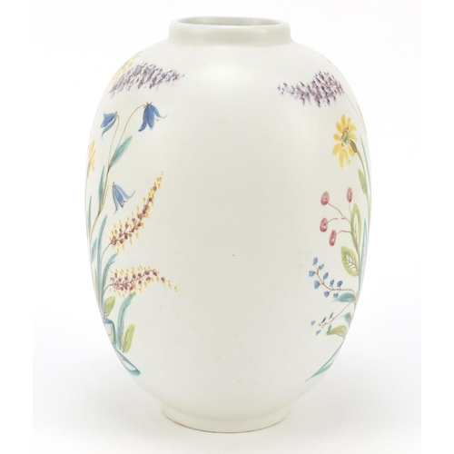 91 - Rorstrand, Swedish Sverige porcelain vase hand painted with flowers, 21.5cm high