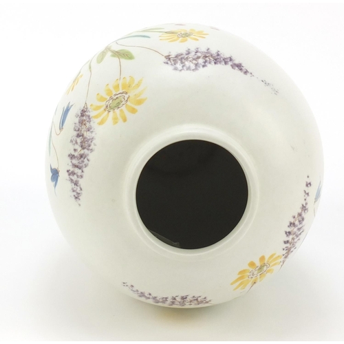 91 - Rorstrand, Swedish Sverige porcelain vase hand painted with flowers, 21.5cm high