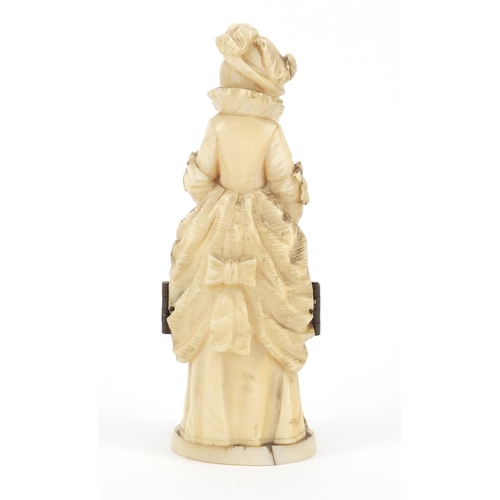 421 - 19th century French Dieppe carved ivory tryptych figure, 9cm high