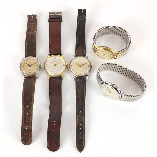 1878 - Five vintage gentlemen's wristwatches comprising Helveta, Rotary, Zurich, Mira and Sekonda