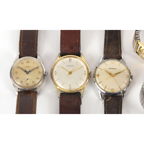 1878 - Five vintage gentlemen's wristwatches comprising Helveta, Rotary, Zurich, Mira and Sekonda