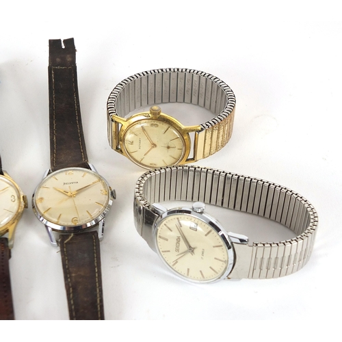 1878 - Five vintage gentlemen's wristwatches comprising Helveta, Rotary, Zurich, Mira and Sekonda