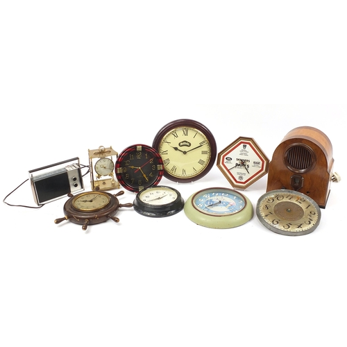 1879 - Antique and later clocks, Art Deco design radio and a Marconiphone radio