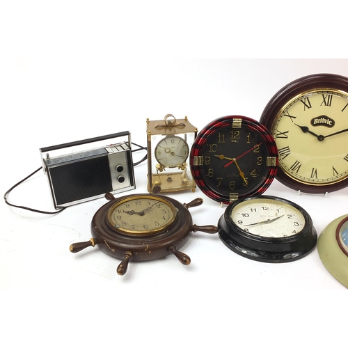 1879 - Antique and later clocks, Art Deco design radio and a Marconiphone radio