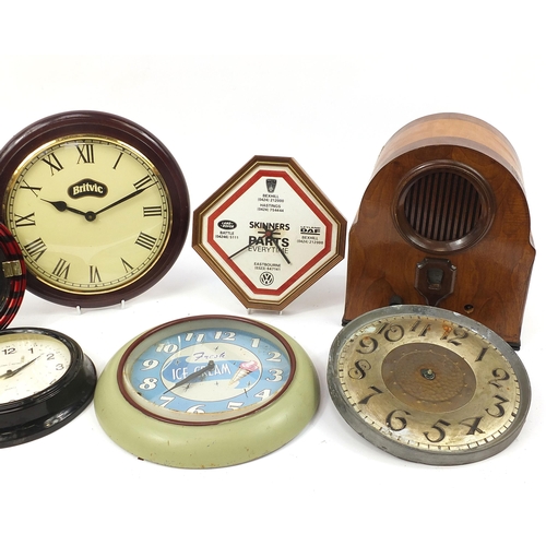 1879 - Antique and later clocks, Art Deco design radio and a Marconiphone radio