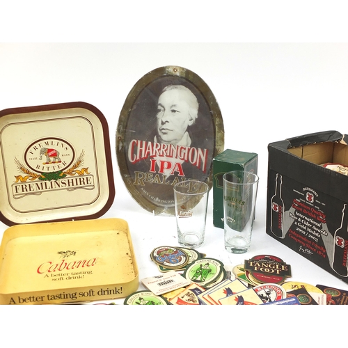 1896 - Large collection of vintage and later advertising  breweriana including ashtrays, place mats, bar to... 