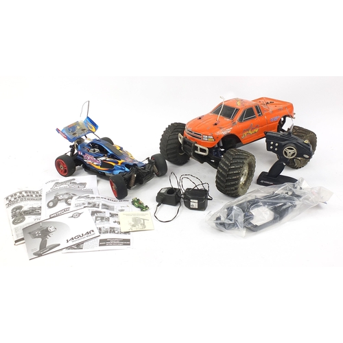 1900 - Two Nitro remote control cars including a Thunder Tiger monster truck