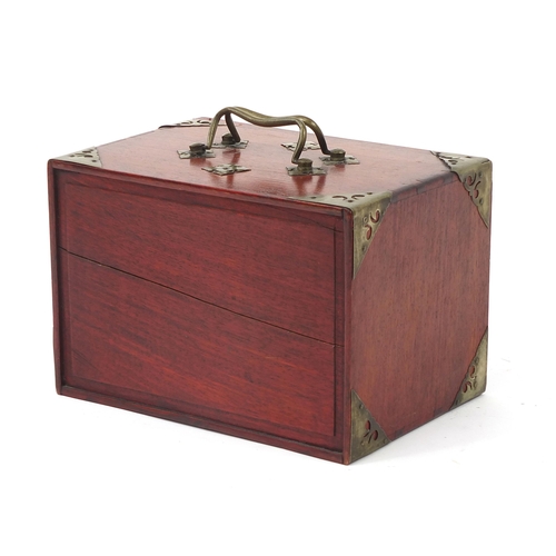 1952 - Chinese Mah-jong no 4 set housed in a five drawer box with brass handles and mounts, 16.5cm H x 24cm... 