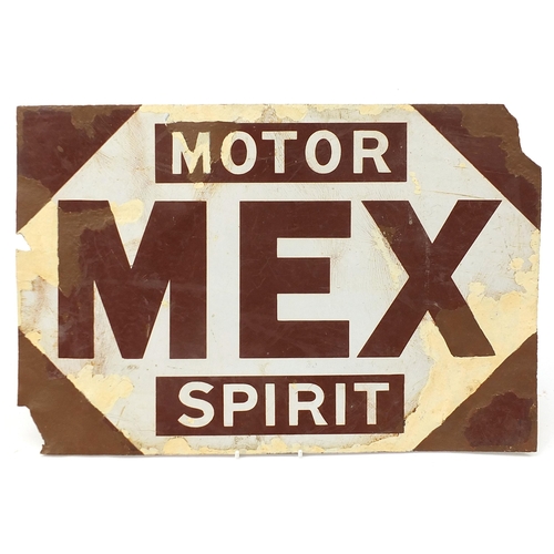 249 - MEX Motor Spirit double sided enamel advertising sign, 46cm x 30.5cm