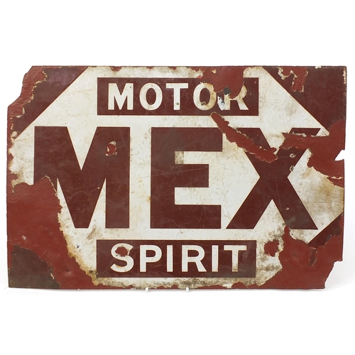 249 - MEX Motor Spirit double sided enamel advertising sign, 46cm x 30.5cm