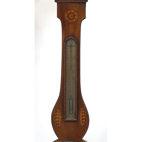 428 - Georgian inlaid mahogany banjo barometer, 98cm high