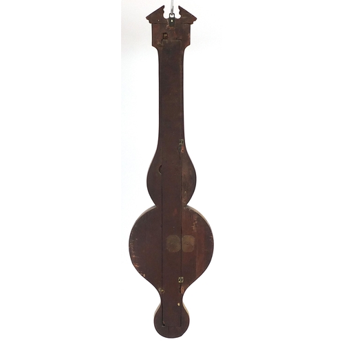 428 - Georgian inlaid mahogany banjo barometer, 98cm high